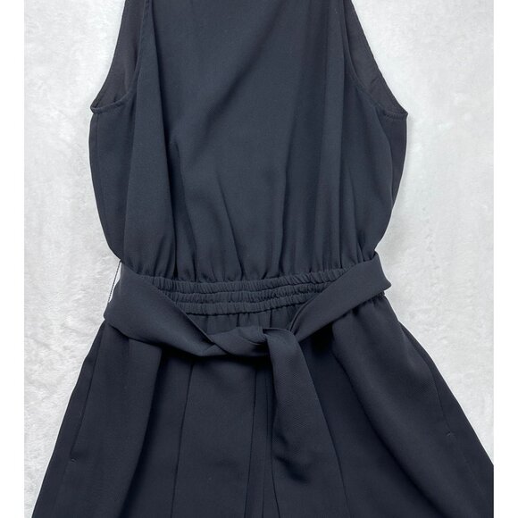 Club Monaco Black Belted Sleeveless Halter Mini Romper Sz 4 Flowy Tailored Soft - Picture 10 of 16